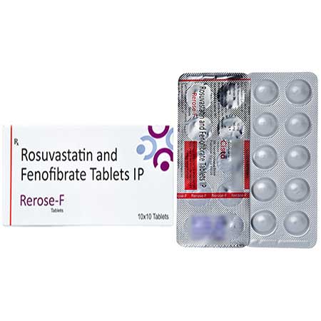 Product Name: Rerose F, Compositions of Rerose F are Rosuvastatin 10mg + Finofibrate 145mg - Cista Medicorp
