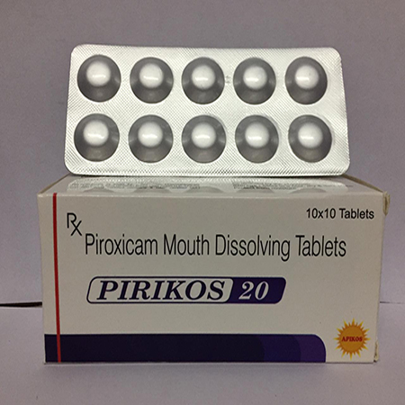 Product Name: PIRIKOS 20, Compositions of PIRIKOS 20 are Piroxicam Mouth Dissolving Tablets - Apikos Pharma