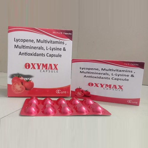 Product Name: oxymax, Compositions of oxymax are Lycopene,Multivitamins,Multiminerals,L-Lysine and Antioxidant Capsules - Jonathan Formulations
