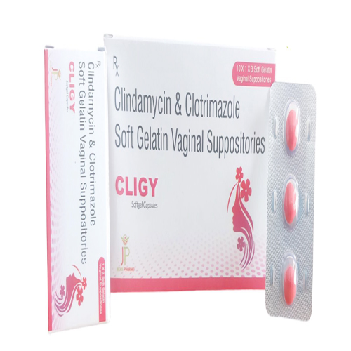 Product Name: Cligy, Compositions of Cligy are Clidamycin & Clotrimazole Soft Gelatin Vaginal Suppositories - Jecks Pharma