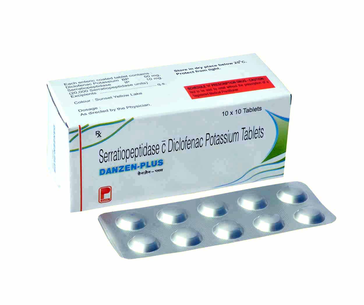 Product Name: DANZEN PLUS, Compositions of DANZEN PLUS are Serratiopeptidase Diclofenac Potassium Tablets - Park Pharmaceuticals