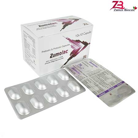 Product Name: Zumolac, Compositions of Zumolac are Prebiotic & Probiotic Capsules - Zumax Biocare