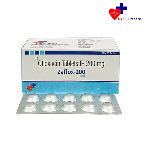 Product Name: Zaflox 200, Compositions of Zaflox 200 are  Ofloxacin Tablets IP 200 mg - Ryze Lifecare