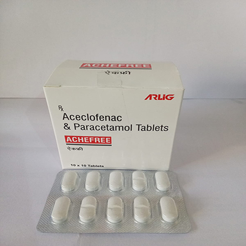 Product Name: ACHEFREE, Compositions of ACHEFREE are Aceclofenac & Paracetamol Tablets  - Arlig Pharma