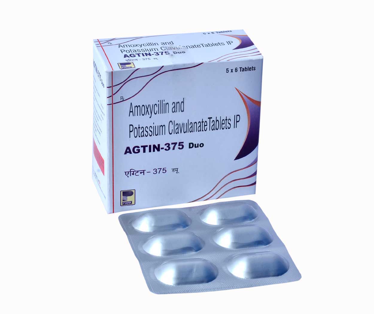 Product Name: AGTIN 375 Duo, Compositions of AGTIN 375 Duo are Amoxycillin and Potassium Clavulanate Tablets IP - Park Pharmaceuticals