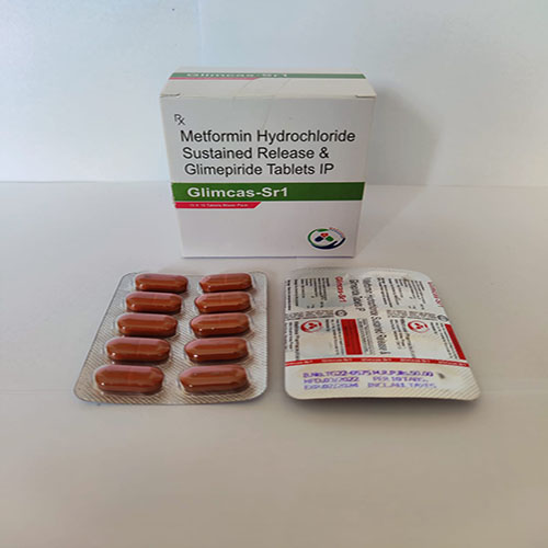 Product Name: Glimcas Sr1, Compositions of Glimcas Sr1 are Metformin Hydrochloride Sustained Release Glimepiride Tablets Ip - Medicasa Pharmaceuticals
