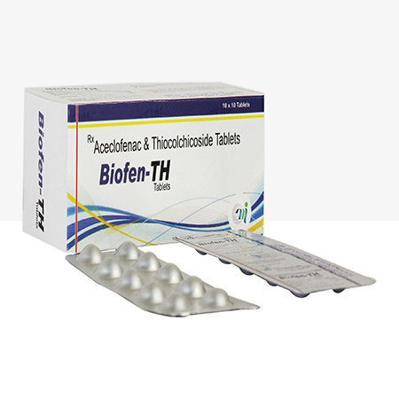 Product Name: BIOFEN TH, Compositions of BIOFEN TH are Aceclofenac & Thiocolchicoside Tablets - Mediquest Inc