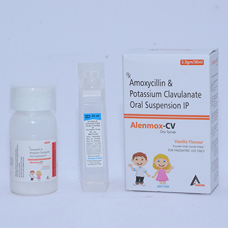 Product Name: ALENMOX CV, Compositions of ALENMOX CV are Amoxycillin & Potassium Clavulanate Oral Suspension IP - Alencure Biotech Pvt Ltd