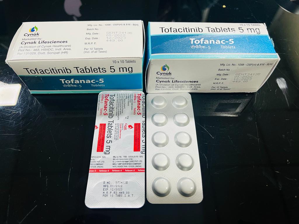 Product Name: TOFACITINIB 5MG TABLETS, Compositions of TOFACITINIB 5MG TABLETS are TOFACITINIB 5MG TAB - Cynak Healthcare