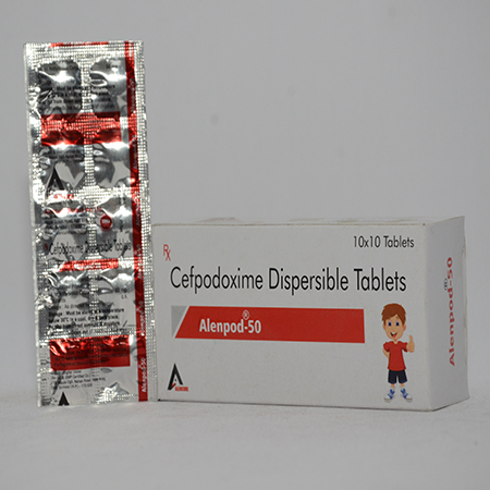 Product Name: ALENPOD 50, Compositions of ALENPOD 50 are Cefpodoxime Dispersable Tablets - Alencure Biotech Pvt Ltd
