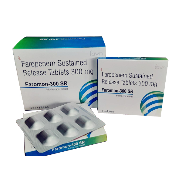 Product Name: FAROMON 300 SR, Compositions of FAROMON 300 SR are Faropenem Sodium 300 Sustained release - Fawn Incorporation