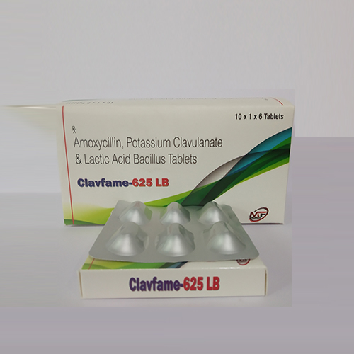 Product Name: Clavfame 625 LB, Compositions of Clavfame 625 LB are Amoxycillin, Potassium Clavulanate & Lactic Acid Bacillus Tablets - Medifame Biotech