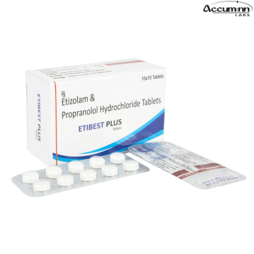 Product Name: Etibest Plus, Compositions of Etibest Plus are Etizolam & Propranlol Hydrochloeide Tablets - Accuminn Labs