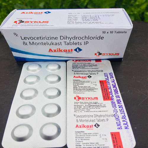 Product Name: Azikast L, Compositions of Azikast L are Levocetirizine Dihydrochloride & Montelukast - Space Healthcare