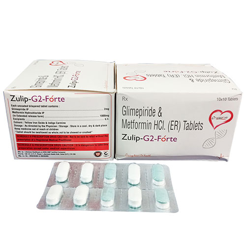 Product Name: Zulip G2 Forte, Compositions of Zulip G2 Forte are Glimepiride & Metformin HCI - Arlak Biotech