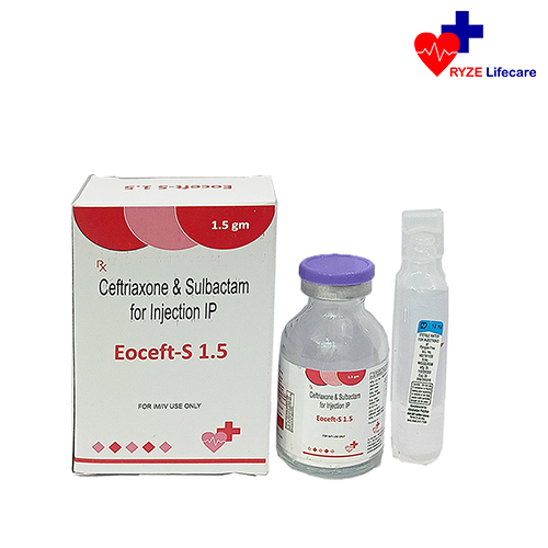 Product Name: EOCEFT S 1.5 GM, Compositions of EOCEFT S 1.5 GM are Ceftriaxone & Sulbactam for Injection IP - Ryze Lifecare