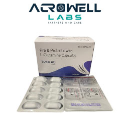 Product Name: Tizolac, Compositions of Tizolac are Pre & Probiotic With L-Glutamine Capsules - Acrowell Labs Private Limited