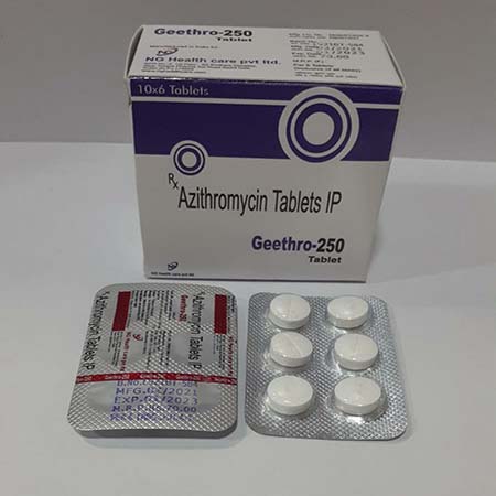 Product Name: Geethro 250, Compositions of Geethro 250 are Azithromycin Tablets IP - NG Healthcare Pvt Ltd