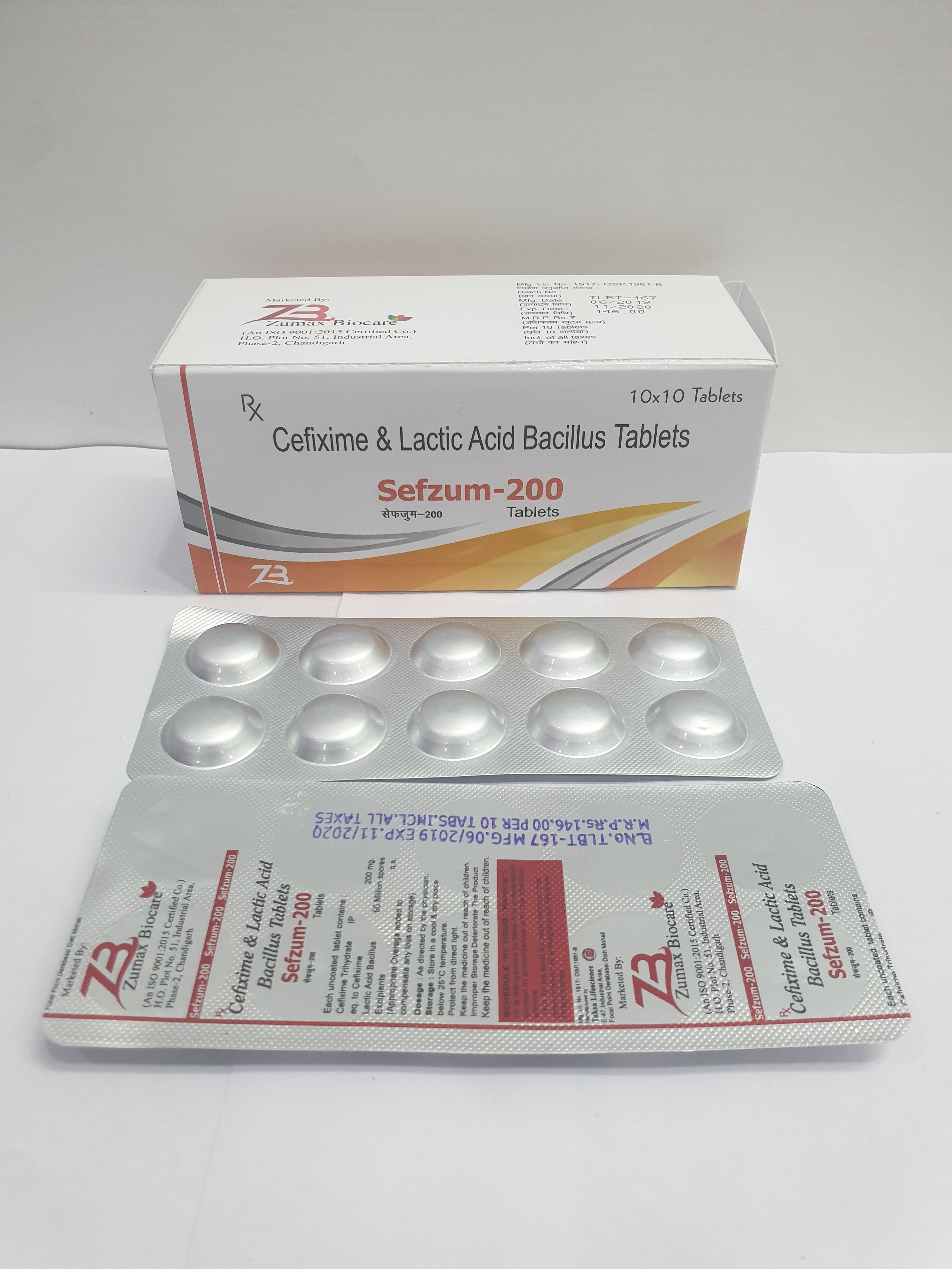 Product Name: Sefzum 200, Compositions of Cefixime & Latic Acid  Bacillus Tablets are Cefixime & Latic Acid  Bacillus Tablets - Zumax Biocare