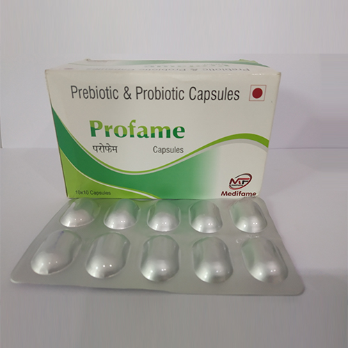Product Name: Profame, Compositions of Profame are Prebiotic & Probiotic Capsules - Medifame Biotech