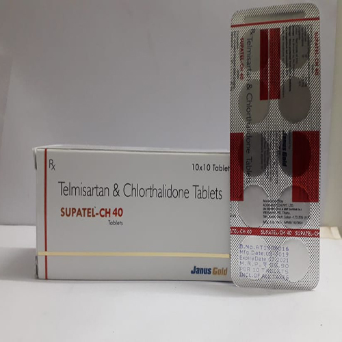 Product Name: Supatel CH 40, Compositions of Supatel CH 40 are Telmisartan, Chlorthalidone Tablets - Janus Biotech