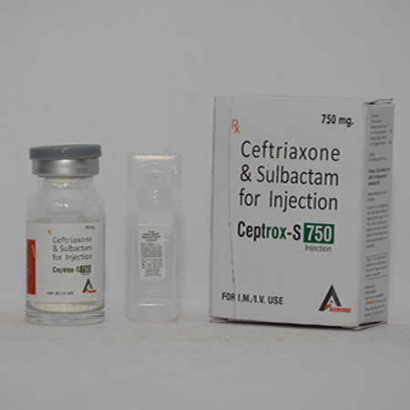 Product Name: CEPTROX S 750, Compositions of CEPTROX S 750 are Ceftriaxone & Sulbactam For Injection - Alencure Biotech Pvt Ltd