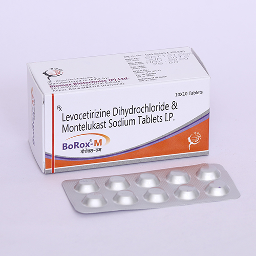 Product Name: BOROX M, Compositions of BOROX M are Montelukast Sodium & Levocetrizine Dihydrochloride Tablets IP - Biomax Biotechnics Pvt. Ltd