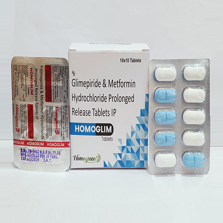 Product Name: Homoglim, Compositions of Homoglim are Glimepiride & Metfortin Hydrochloride Prolonged Release Tablets IP - Abigail Healthcare