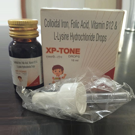 Product Name: Xp Tone, Compositions of Xp Tone are Colloidal Iron,Folic Acid,Vitamin B12 & L-Lysine Hydrochloride Drops - Xenon Pharma Pvt. Ltd