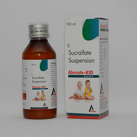 Product Name: ALINATE KID, Compositions of ALINATE KID are Sucrafate Suspension - Alencure Biotech Pvt Ltd