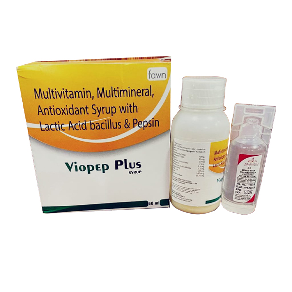 Product Name: VIOPEP PLUS, Compositions of are Lactobacillus & Enzyme Fortified with B-Complex, L-Lysine, Folic Acid & Simethicone with Water - Fawn Incorporation
