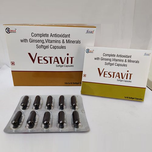 Product Name: Vestavit, Compositions of Vestavit are Complete Antioxidant with Ginseng, Vitamins And Minerals Softgel Capsules - Bkyula Biotech