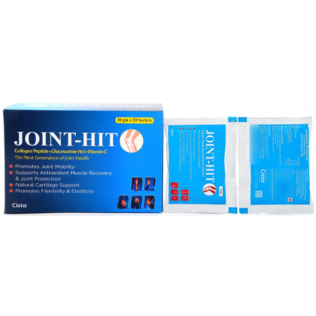 Product Name: JOINT HIT, Compositions of JOINT HIT are Collagen Peptide + Glucosamine HCL + Vitamin C - Cista Medicorp