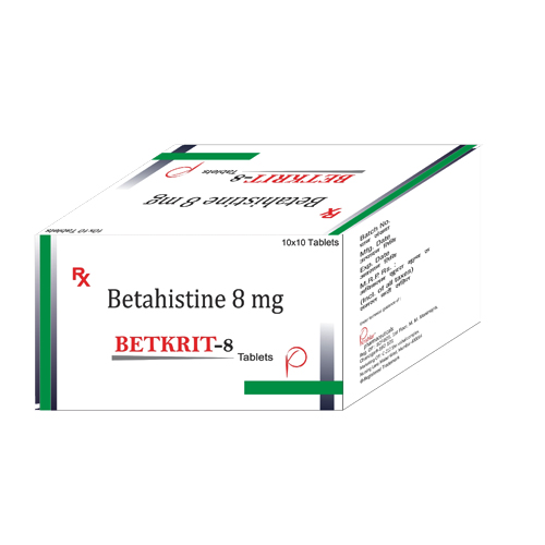 Product Name: Betkrit 8, Compositions of Betkrit 8 are Betahistine 8mg - Krishlar Pharmaceutical