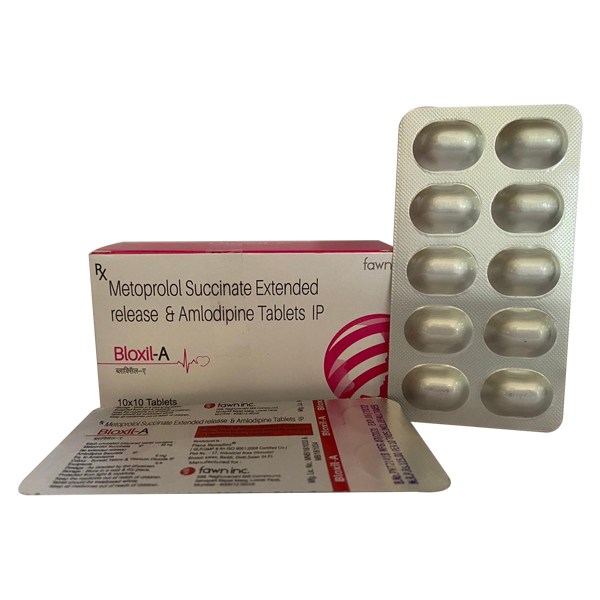 Product Name: BLOXIL A, Compositions of Metoprolol 50 mg Extended Release + Amlodipine 5 mg are Metoprolol 50 mg Extended Release + Amlodipine 5 mg - Fawn Incorporation