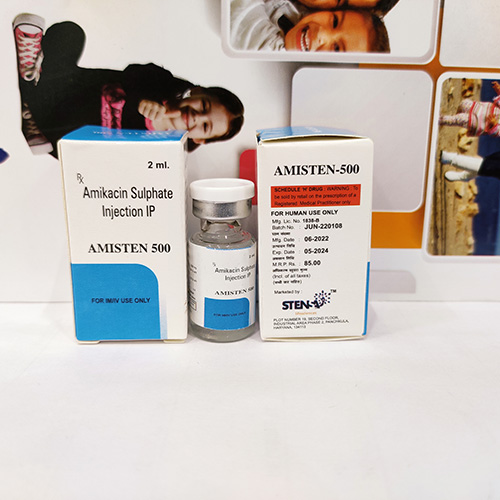 Product Name: AMISTEN INJ., Compositions of AMISTEN INJ. are Amikacin Sulphate Injection IP - Stensa Lifesciences