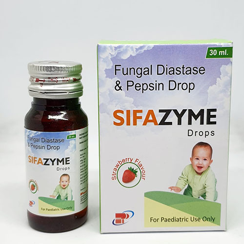 Product Name: Sifazyme, Compositions of Sifazyme are Fungal Diastase & Pepsin Drop - Pride Pharma