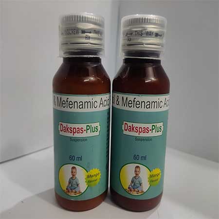 Product Name: Dakspas Plus, Compositions of Dakspas Plus are Paracetamol & Mefenamic Acid Suspension - Dakgaur Healthcare