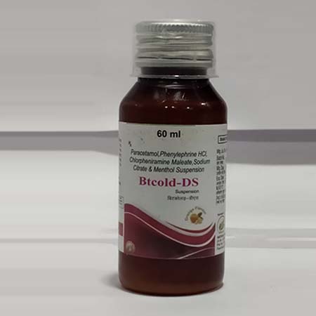 Product Name: Btcold DS, Compositions of Btcold DS are Paracetamol,Phenylephrin Hcl,Chlorpheniramine Maleate Sodium Citrate Menthol Suspension - Biotanic Pharmaceuticals