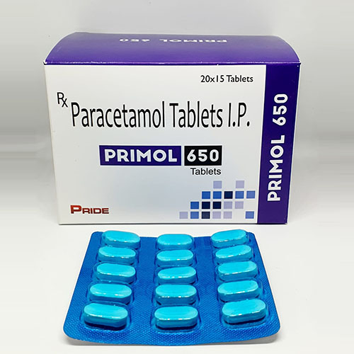 Product Name: Primol 650, Compositions of Paracetamol Tablets IP are Paracetamol Tablets IP - Pride Pharma