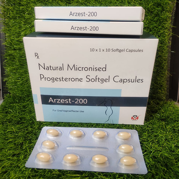 Product Name: Arzest 200, Compositions of Arzest 200 are Natural  Micronized Progestterone Softgel  Capsules - Anista Healthcare