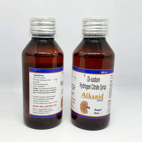 Product Name: Alkarid, Compositions of Alkarid are Di-Sodium Hydrogen Citrate Syrup - Pride Pharma