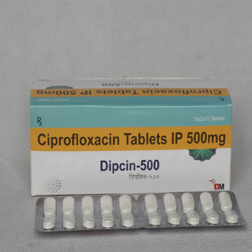 Product Name: Dipcin 500, Compositions of Dipcin 500 are Ciprofloxacin - DM Pharma