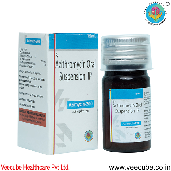 Product Name: AZIMYCIN 200, Compositions of Azithromycin Oral Suspension IP are Azithromycin Oral Suspension IP - Veecube Healthcare Private Limited