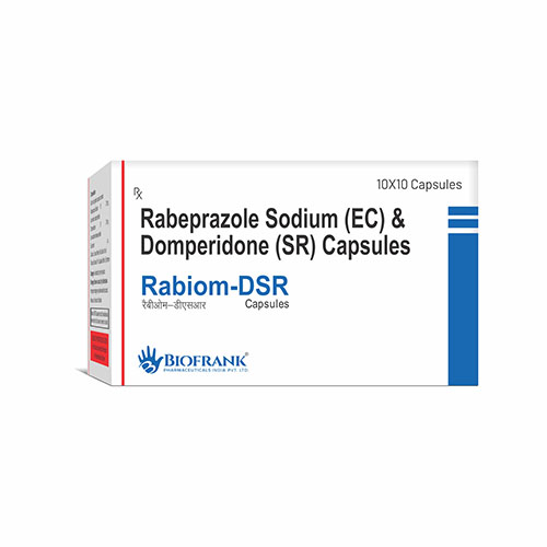 Product Name: Rabiom DSR, Compositions of Rabiom DSR are Rabeprazople Sodium (EC) & Domperidone (SR) Capsules - Biofrank Pharmaceuticals (India) Pvt. Ltd