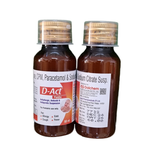 Product Name: DAct, Compositions of DAct are CPM, Paracetamol & Sodium Susp. - Dolchem Pharmaceuticals Private Limited