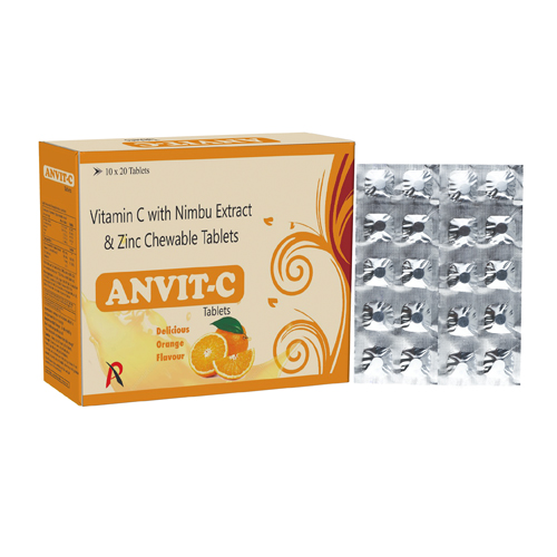 Product Name: AnvitC, Compositions of AnvitC are Vitamin C with Nimbu Extract & Zinc Chewable Tablets - Senen Biotech