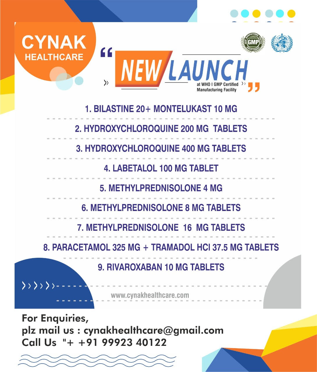 Product Name: BILASTINE 20 + MONTELIKAST, Compositions of BILASTINE 20 + MONTELIKAST are BILASTINE 20 + MONTELIKAST - Cynak Healthcare