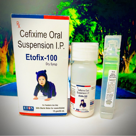 Product Name: Etofix 100, Compositions of Etofix 100 are Cefixime Oral Suspension IP - Eton Biotech Private Limited