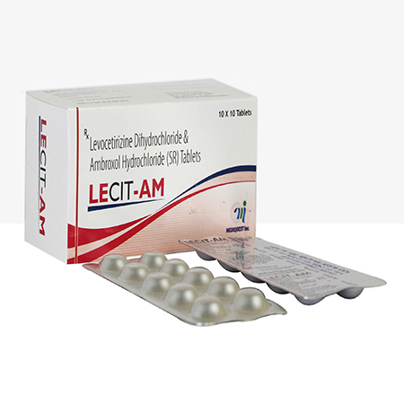 Product Name: LECIT AM, Compositions of LECIT AM are Levocetrizine Dihydrochloride & Ambroxol Hydrochloride (SR) Tablets - Mediquest Inc
